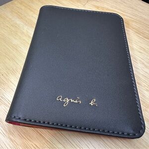 Agnes B. Black and Gold Passport Card Holder Wallet Accessory Bag Pouch Purse